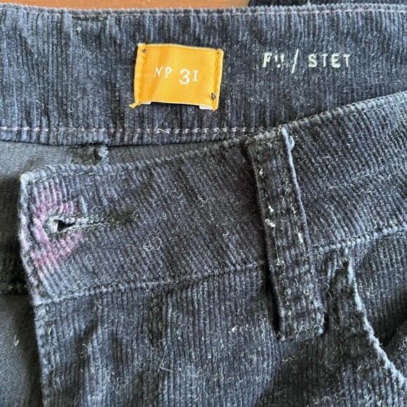 Pilcro and the Letterpress Navy Blue Stretch Corduroy Flare Leg Pants - Picture 2 of 7